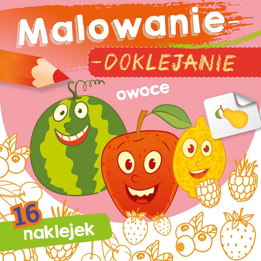 BOOKLET 15X15 CM PAINTING-STICKING. FRUITS STICKERS SKRZAT 071115